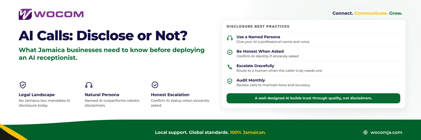 AI Receptionist Disclosure in Jamaica: What the Rules Say and What Callers Actually Expect