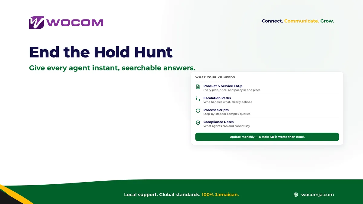 Contact Centre Agent Knowledge Base Jamaica: Cut Hold Time and Reach First Call Resolution Faster